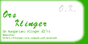 ors klinger business card
